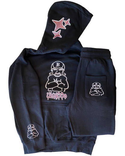 Black With Pink Glitter Heavy Blend Fleece SweatSuit