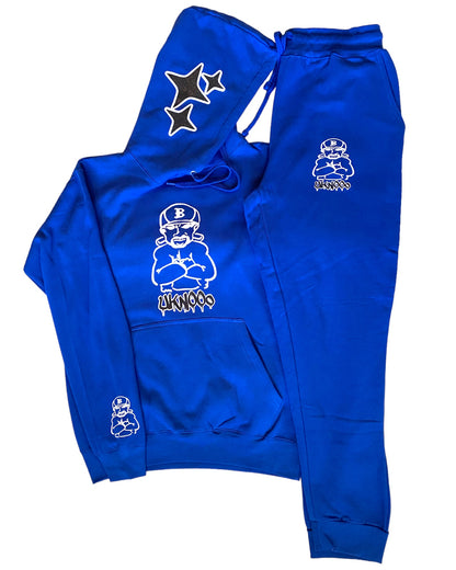 Blue With Black Glitter Heavy Blend Fleece SweatSuit