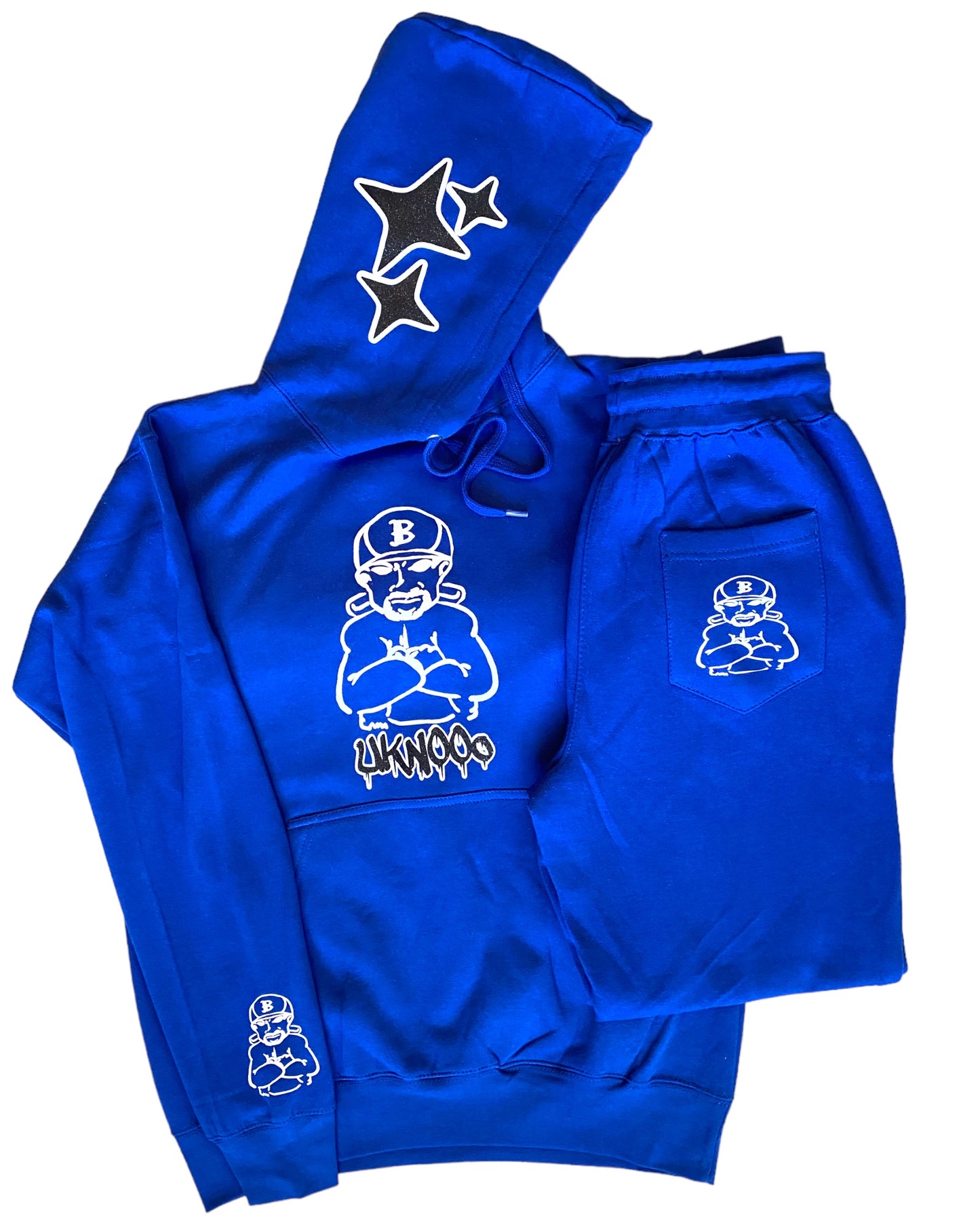 Blue With Black Glitter Heavy Blend Fleece SweatSuit