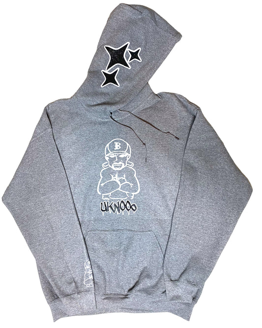 Grey With Black Glitter Heavy Blend Fleece Hoodie